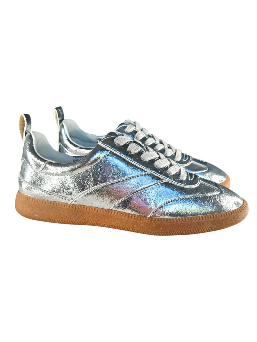 Coconuts by Matisse Women's Wylder Silver Metallic Low Top Lace Up Sneakers, 8M